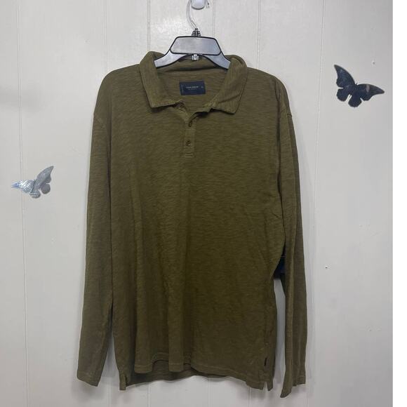 Lucky Brand Other - Lucky Brand Mens Polo XL Green Long‎ Sleeve Collared Pullover Knit Stretchy New
